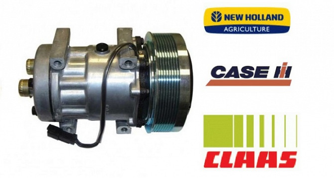 Компресор кондиціонера Case, New Holland (SD7H15) Шків 8 ручьїв гор. 152 мм 12В на Magnum, Харківсь.  - зображення 1